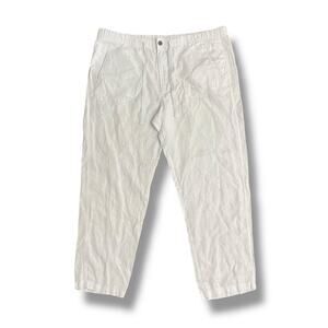 Tasso Elba Men’s XXL White 100% Linen‎ Drawstring Elastic Waist Pants